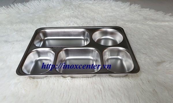 [HCM]Khay cơm 5 ngăn sâu lòng inox lớn - inox 304 ( Không nắp nhựa)
