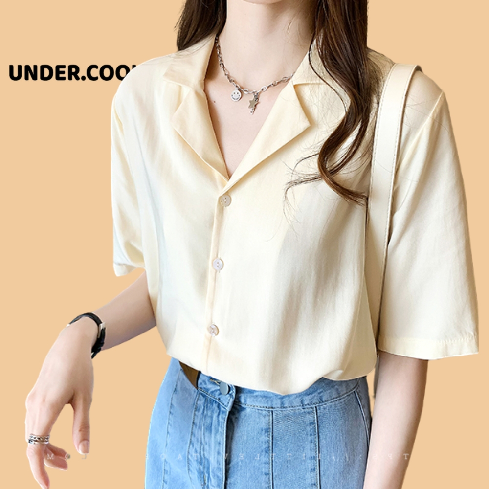 Áo sơ mi cổ vest cộc tay đũi lụa UNDERCOOL