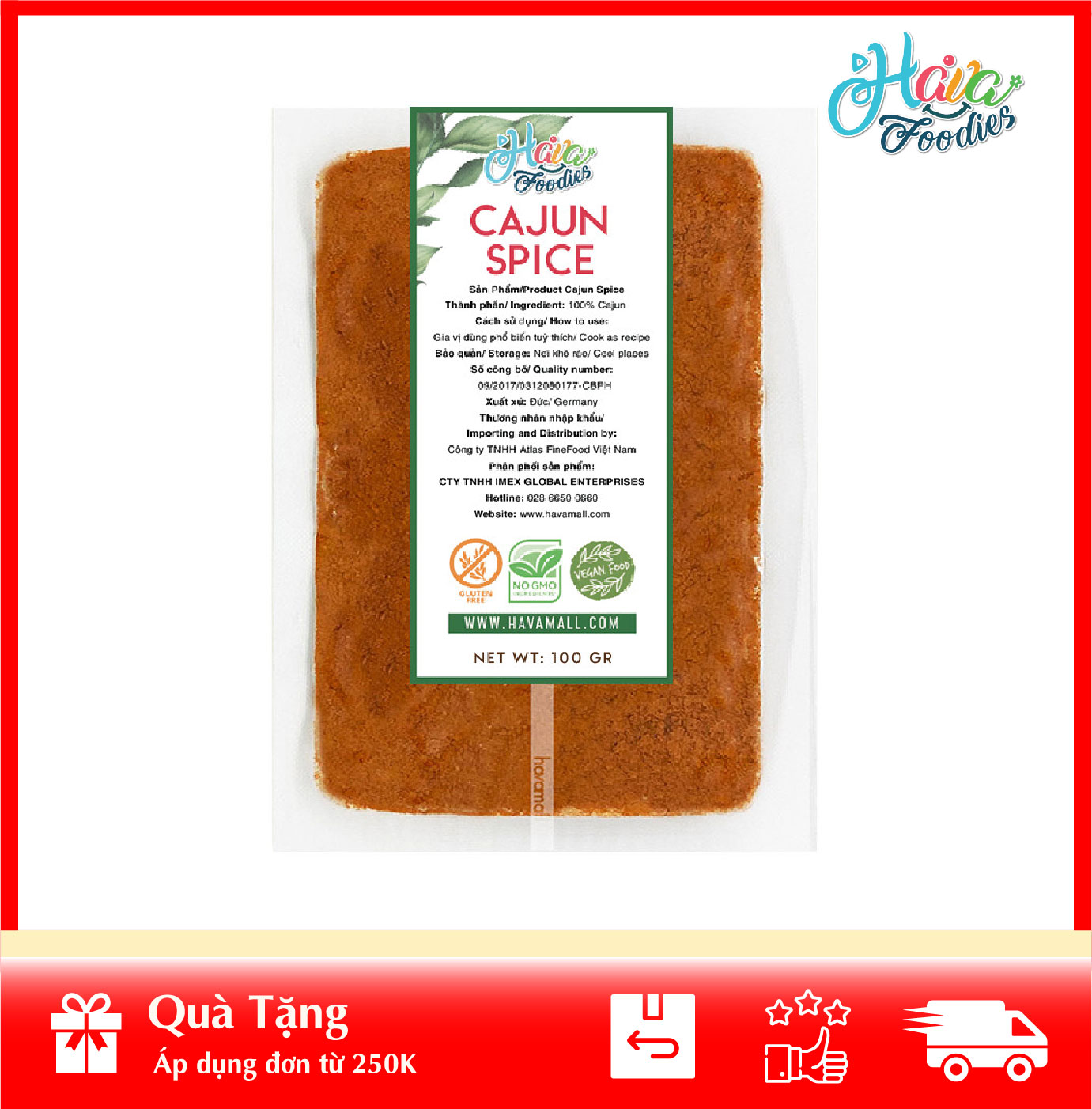 [HOÀN TIỀN MAX 10%][ HÀNG CÔNG TY NHẬP KHẨU ] Bột Gia Vị Cajun Gói 100gr