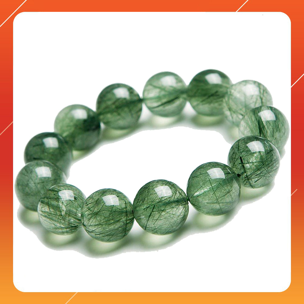 Vòng tay phong thủy - đá thạc anh tóc xanh cao cấp