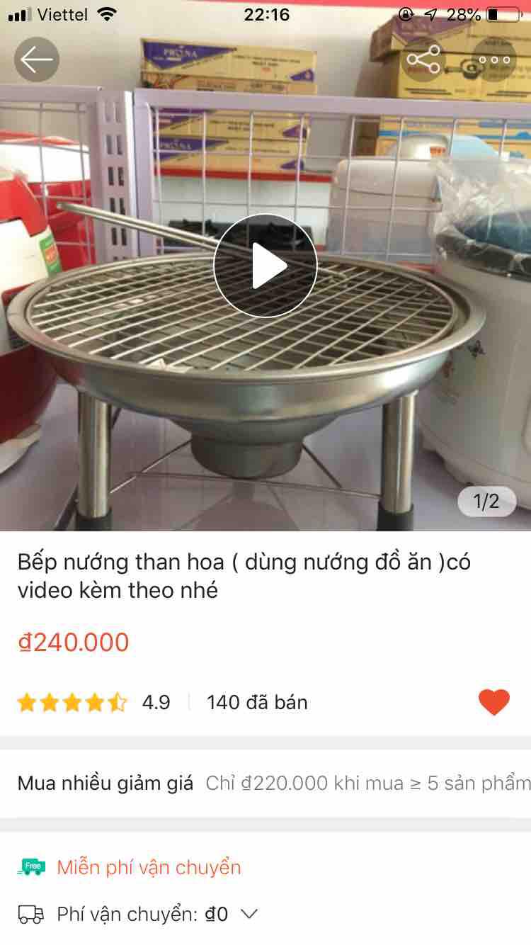 FREESHIP MAX-CAM KẾT GIÁ TỐT-Bếp nướng than ( than hoa , than củi )