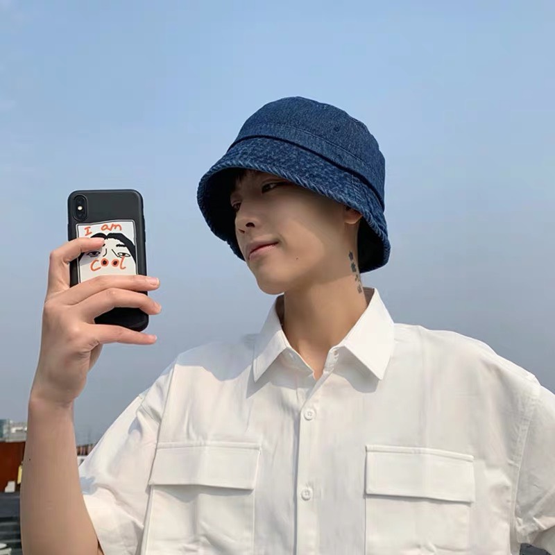 Mũ bucket denim trơn mẫu mới