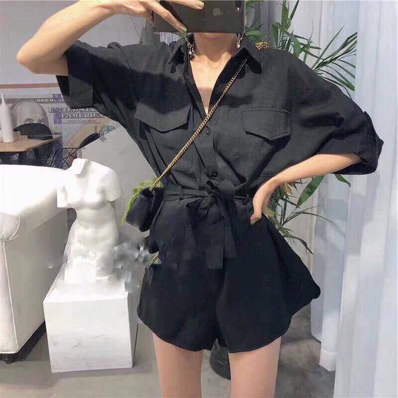 Set jum đùi cổ sơ mi vải umi cao cấp