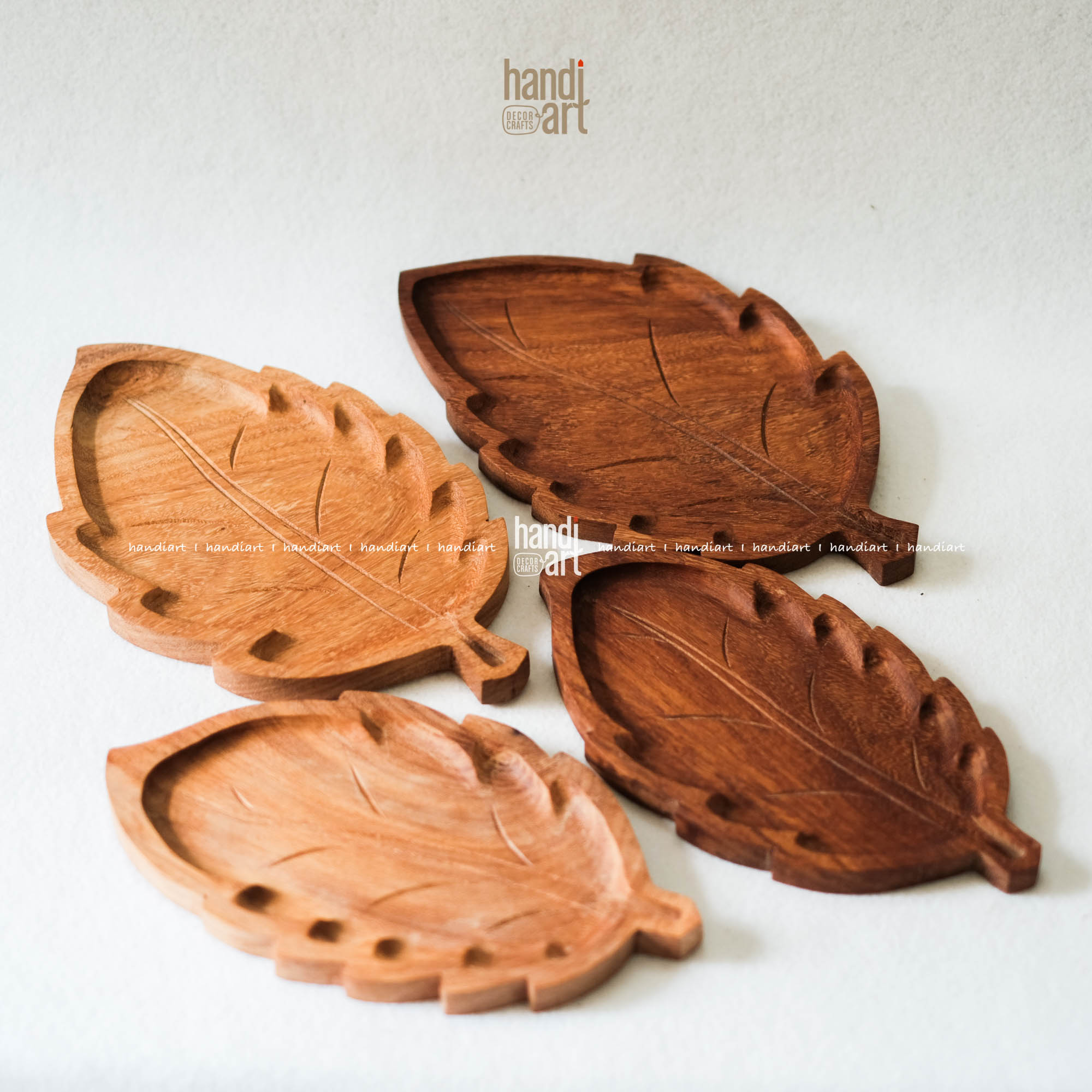 Tray red wood leaf pattern, wooden tray handmade
