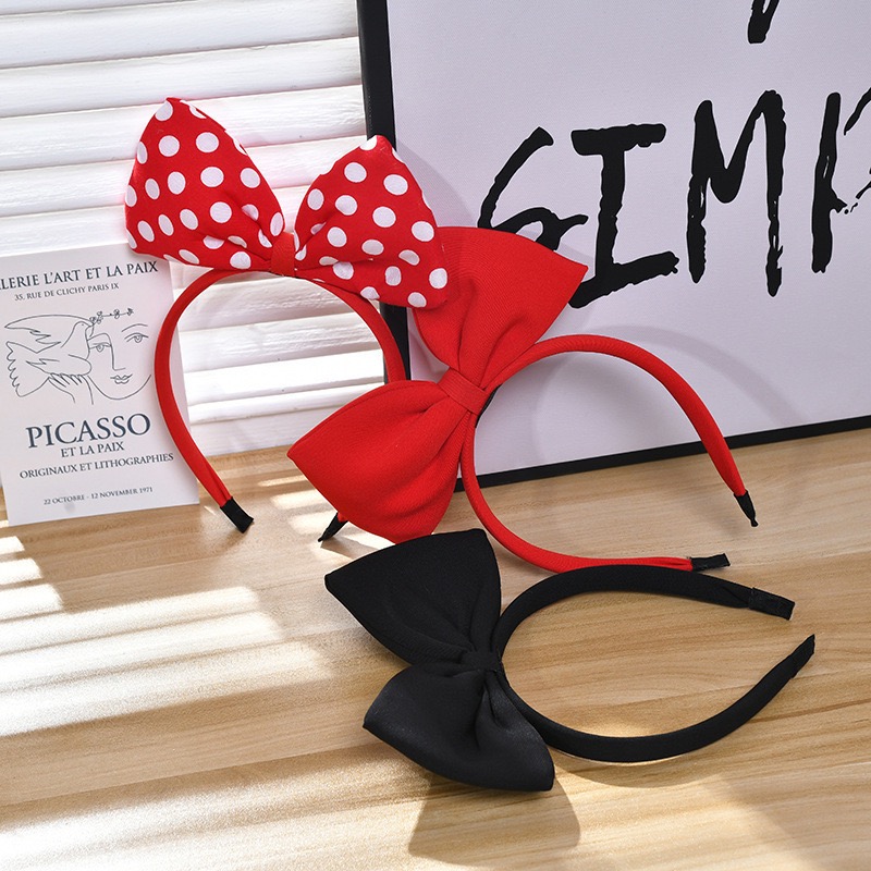 CC35 Cài tóc băng đô nữ bờm MICKEY nơ đỏ