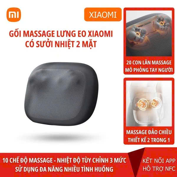 Gối massage nhiệt Xiaomi Leravan/Máy massage lưng eo Xiaomi Mijia 2 trong 1 MJYBAMY01YMYY kiêm tựa lưng, chườm nóng, kết nối app