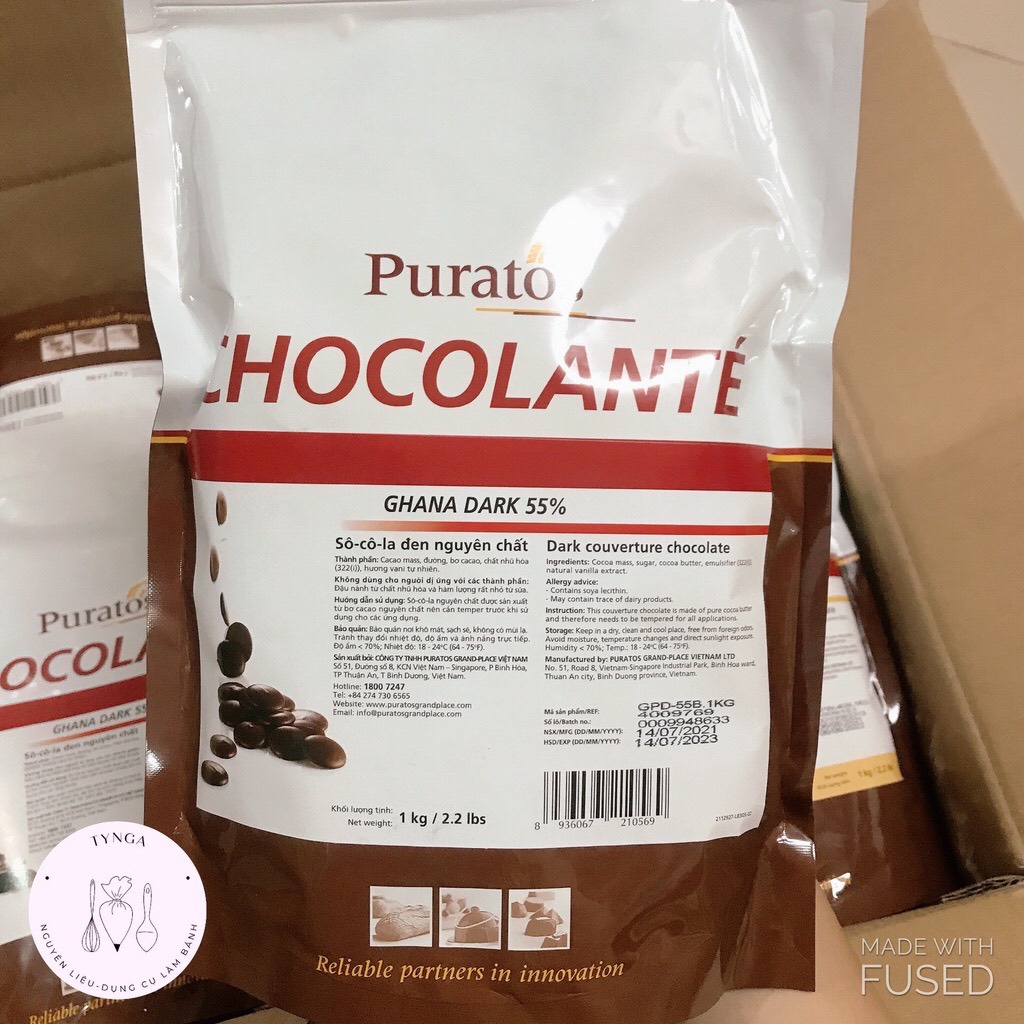 Socola nút đen Puratos 55%