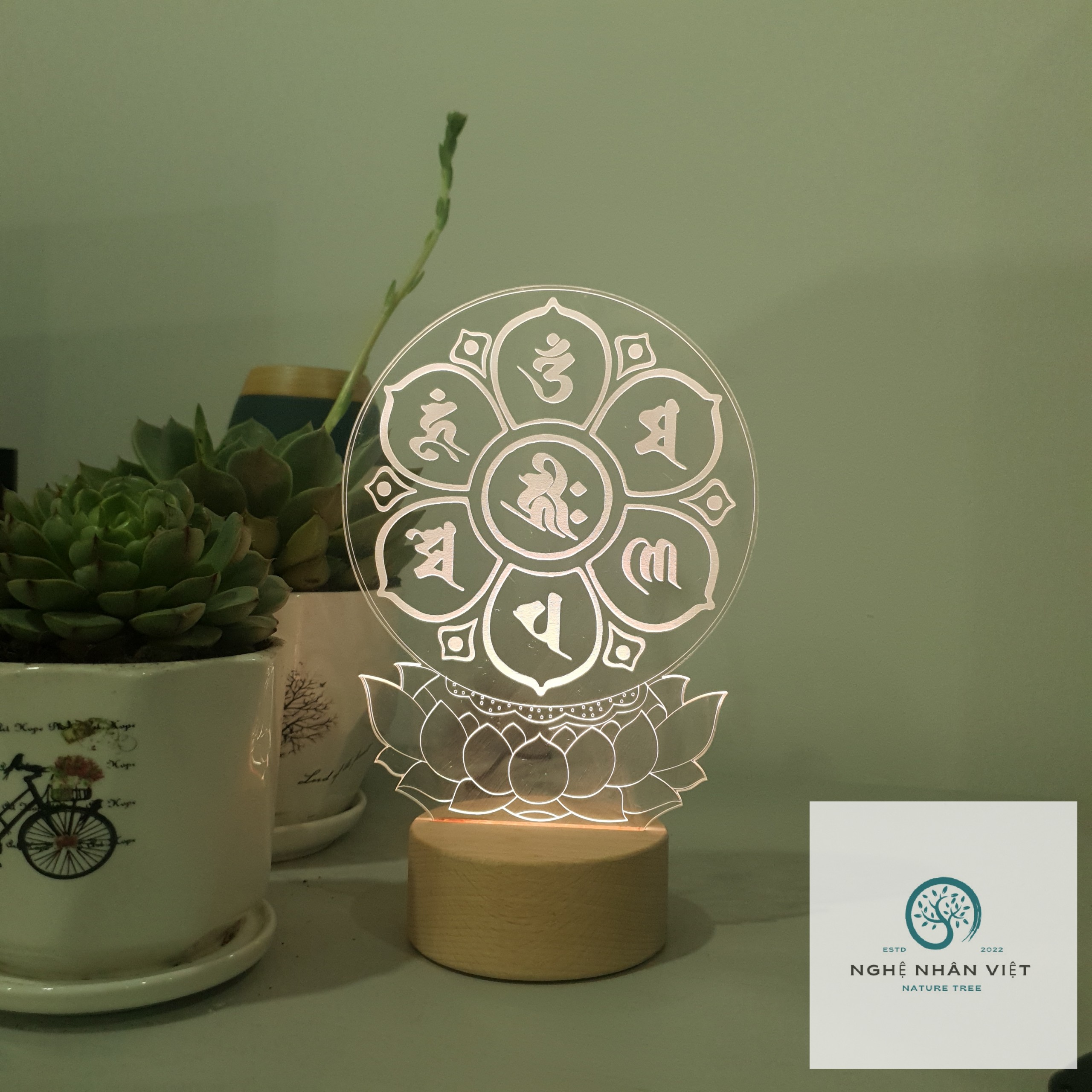 Đèn 3d Lục Tự Đại Minh Phạn Ngữ