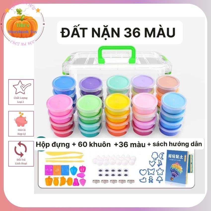 [Hàng hãng MOCAI ] Bộ Đồ Chơi ĐẤT NẶN Bằng Bột Mỳ 36 Màu An Toàn Kèm Sách Hướng Dẫn + 60 Khuôn + Hộp Đựng