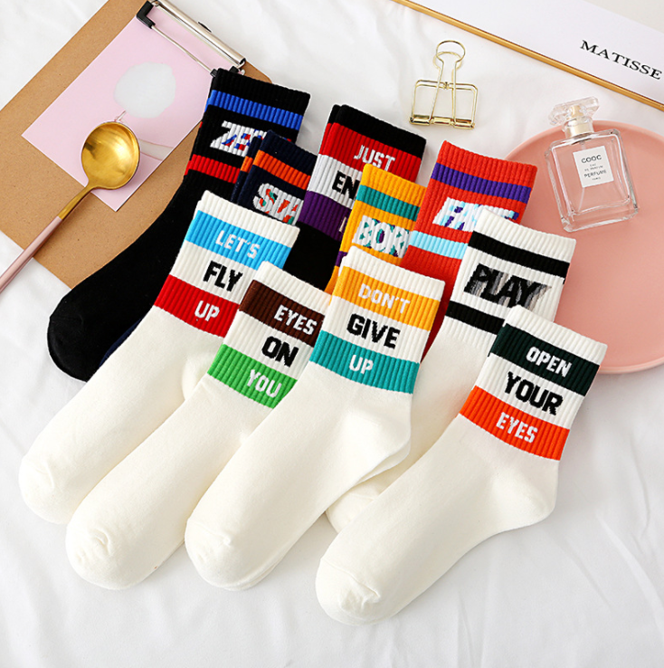 Set 10 đôi Tất cao cổ CHỮ style Hàn 2020