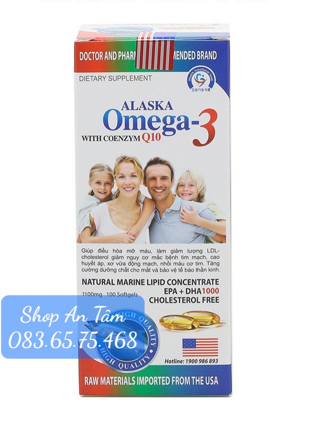Dầu Cá Alaska Omega 3 With Coenzym Q10 (hộp 100 viên)