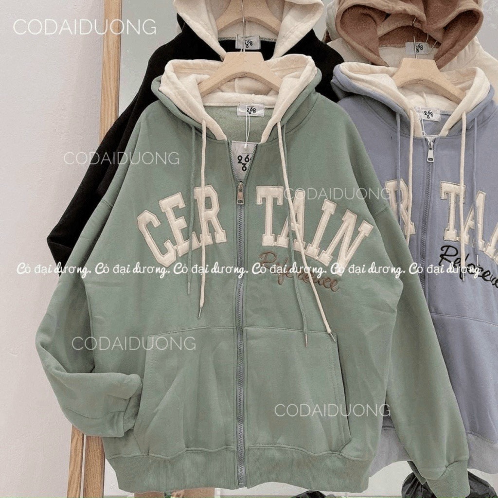 Áo Khoát Hoodie, Áo Sweater Dây Kéo 2 Nón, Áo Khoát Nỉ Hoodier Ca cấp, Áo khoác hoodie nữ zip vải nỉ có mũ nón form rộng ulzzang dễ thương hợp thời trang