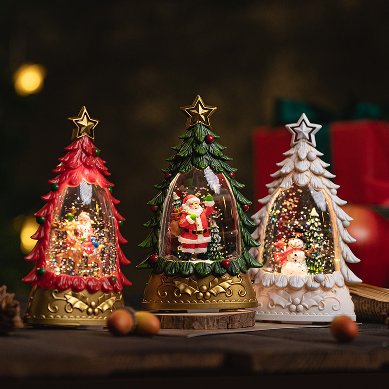 Đèn cây thông đặt bàn, đèn hộp quà trang trí, đồ quà tặng dịp Noel