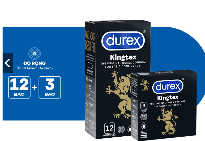 BAO CAO SU ÔM SÁT DUREX KINGTEX HỘP 12 CHIẾC