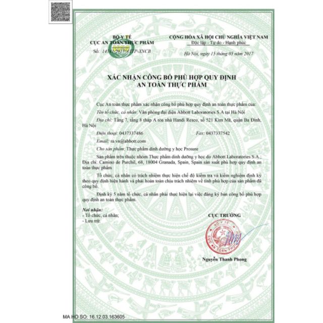 Sữa Prosure Vani hộp thiếc 380g (Date 2025)