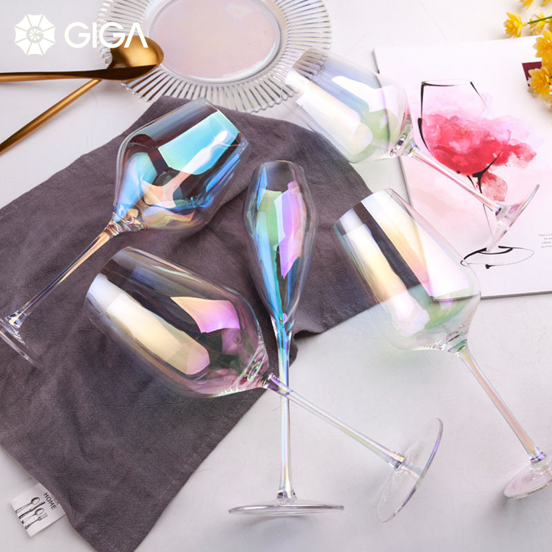 GIGA ESSENTIAL Rainbow Gradient Goblet / Creative Gradient Goblet / Champagne Glass / Gift Cup / glass / Brandy glass / Red wine cup set / Wine glass