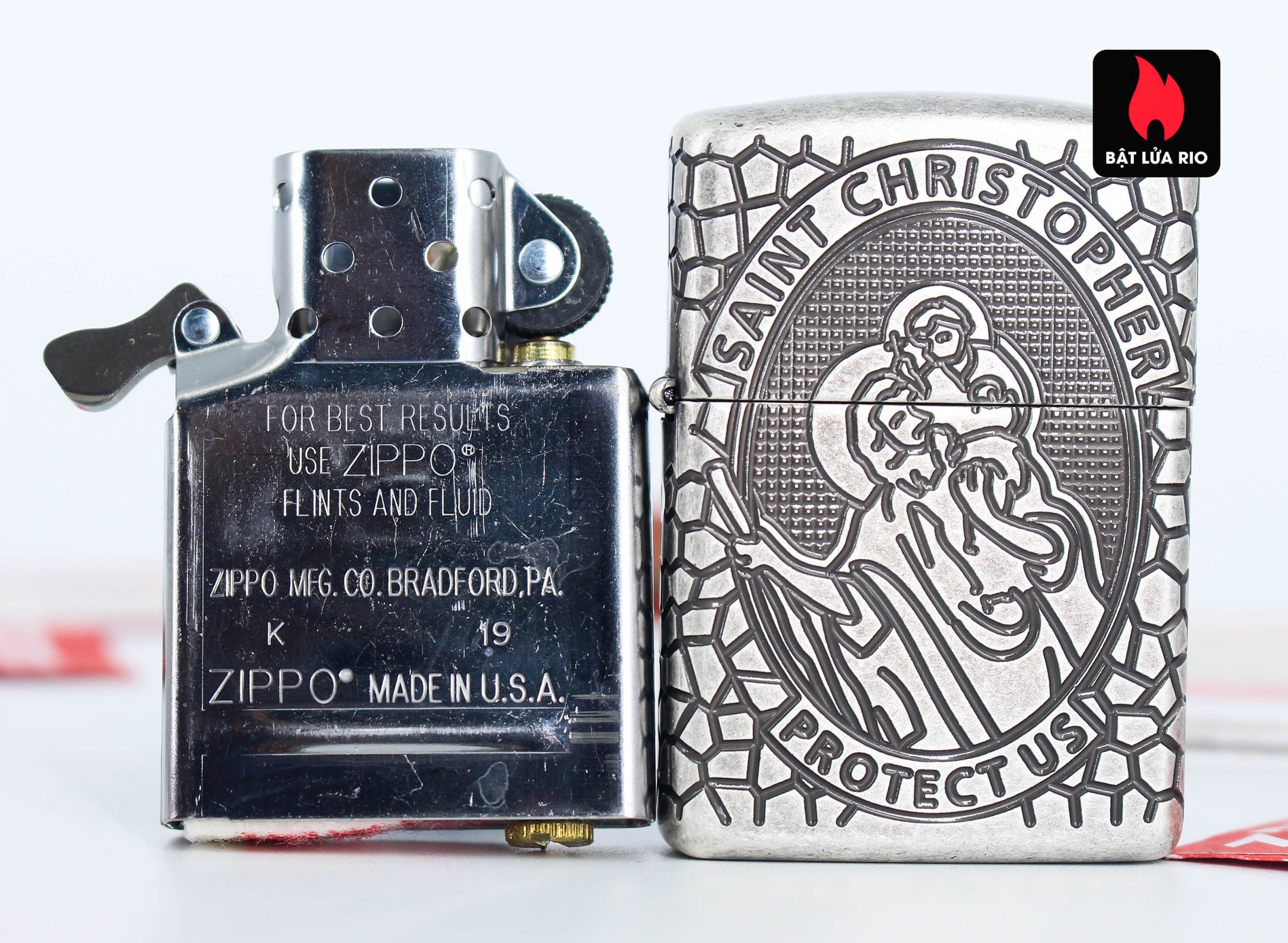 Bật lửa Zippo 49160 – Zippo Armor® St. Christopher Medal Design Antique Silver
