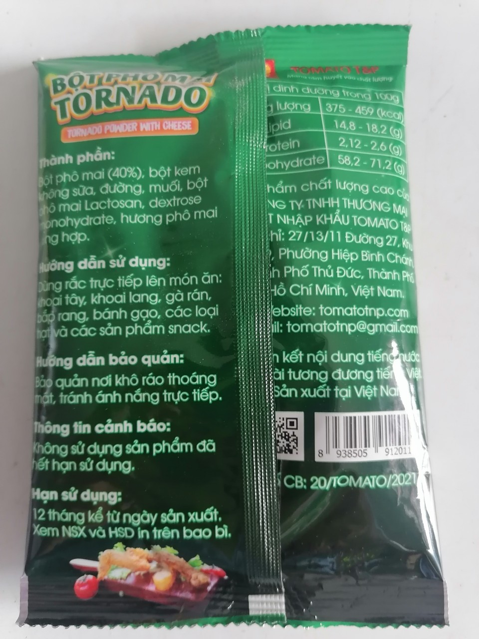 [Gói 100g – TRUYỀN THỐNG] BỘT PHÔ MAI LẮC Tornado [VN] TOMATO T&P Chesse taste powder classic (ttp-hk)