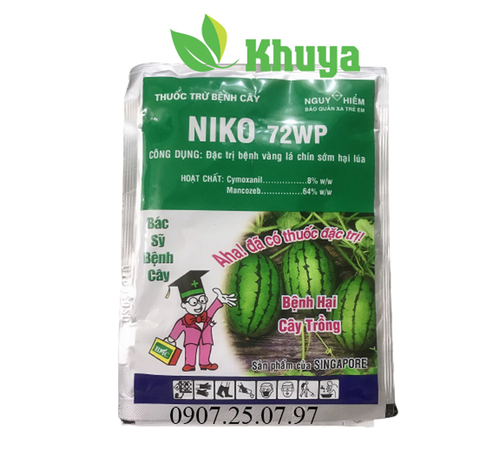 Thuốc trừ bệnh cây niko 72wp 100gr sương mai và cháy lá