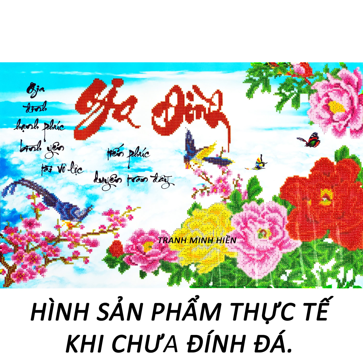 Tranh đính đá 6D - Hạnh Phúc Xanh