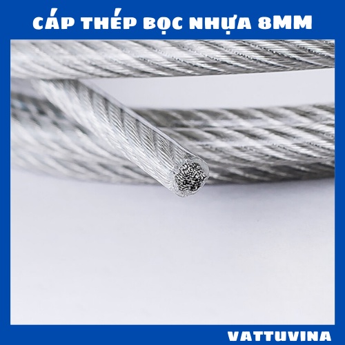 Cáp thép bọc nhựa 8mm (8ly), cáp bọc nhựa Phi 8mm