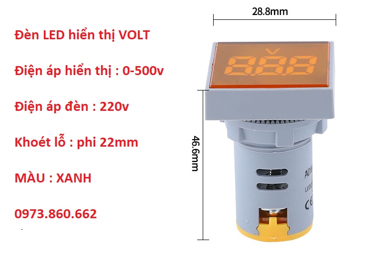 Combo of 5 Led Lights Displaying Voltage - Amperage, Non-22Mm
