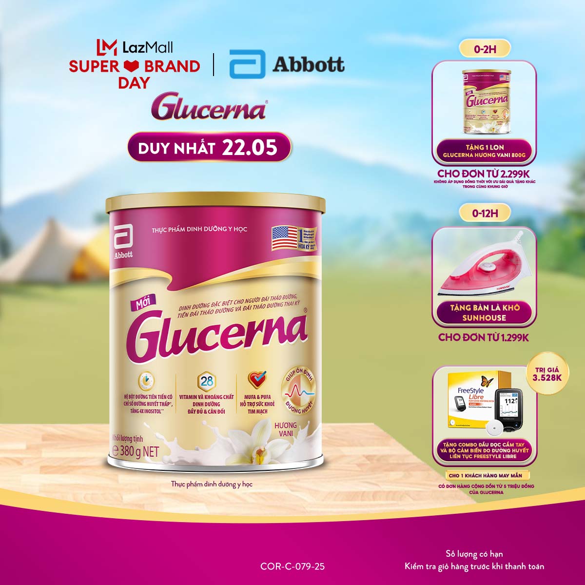 Sữa bột Glucerna hương vani 380g