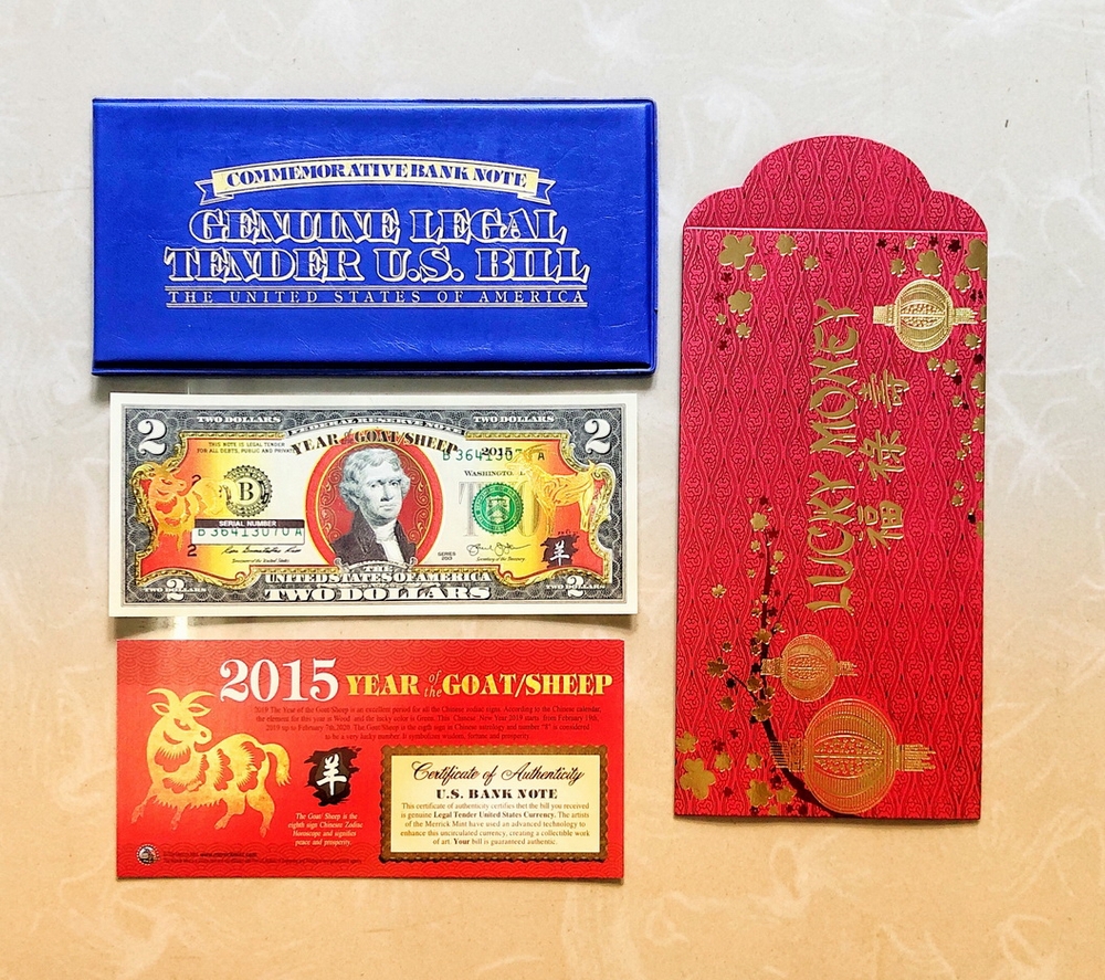 Bộ tờ 2 dollar in hình con dê vàng Mỹ