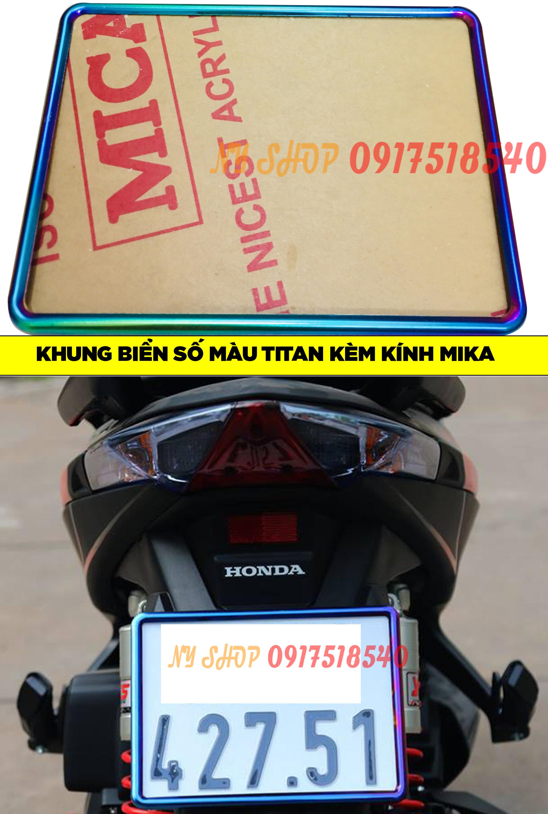 ỐP BIỂN SỐ MÀU TITAN  KÈM MIKA