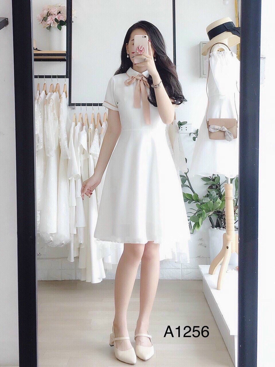 [HCM]Đầm tiểu thư nơ cổ dễ thương thời trang nữ cao cấp