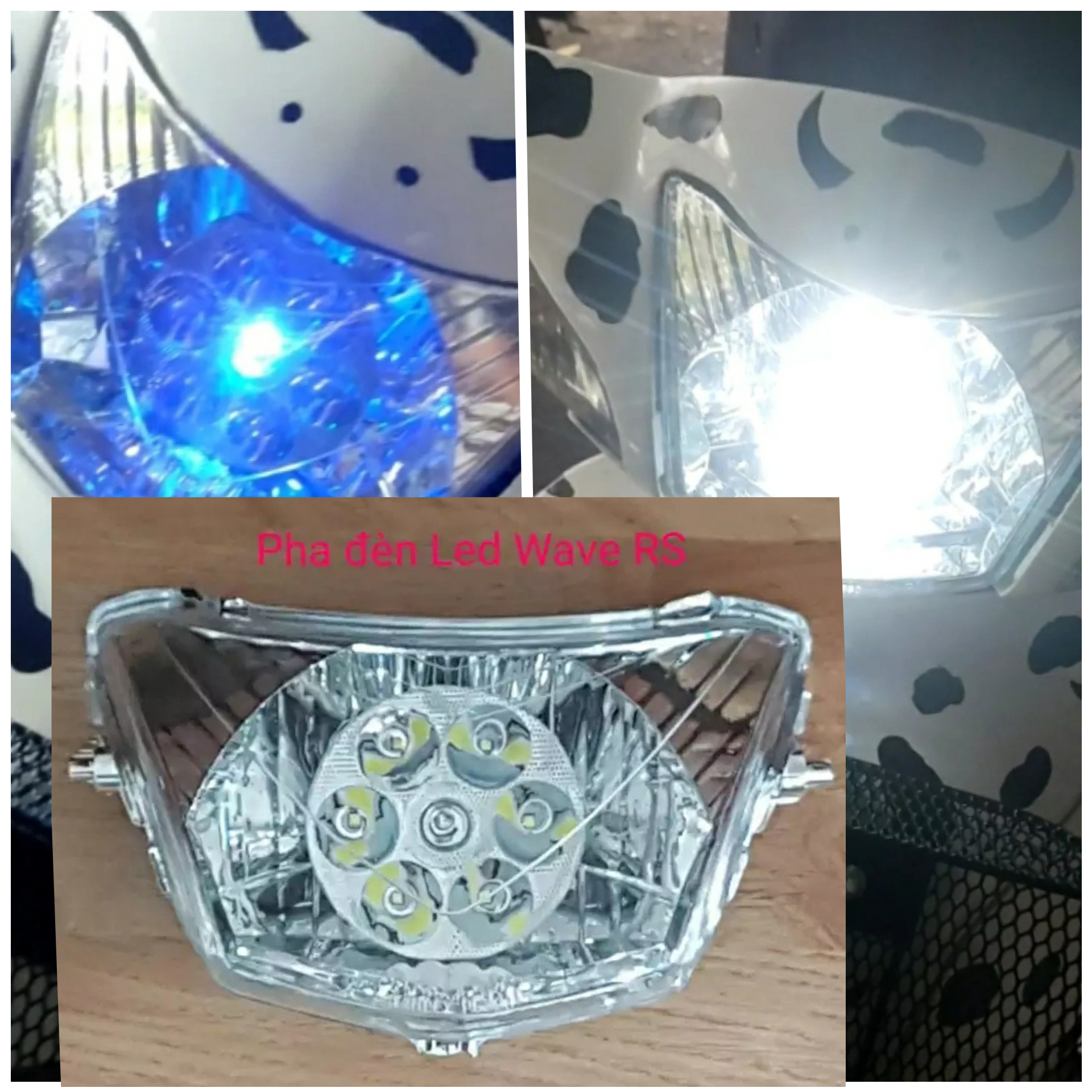 Đèn pha 6 Led lắp cho xe Wave Anpha, Cá, RS, S thái