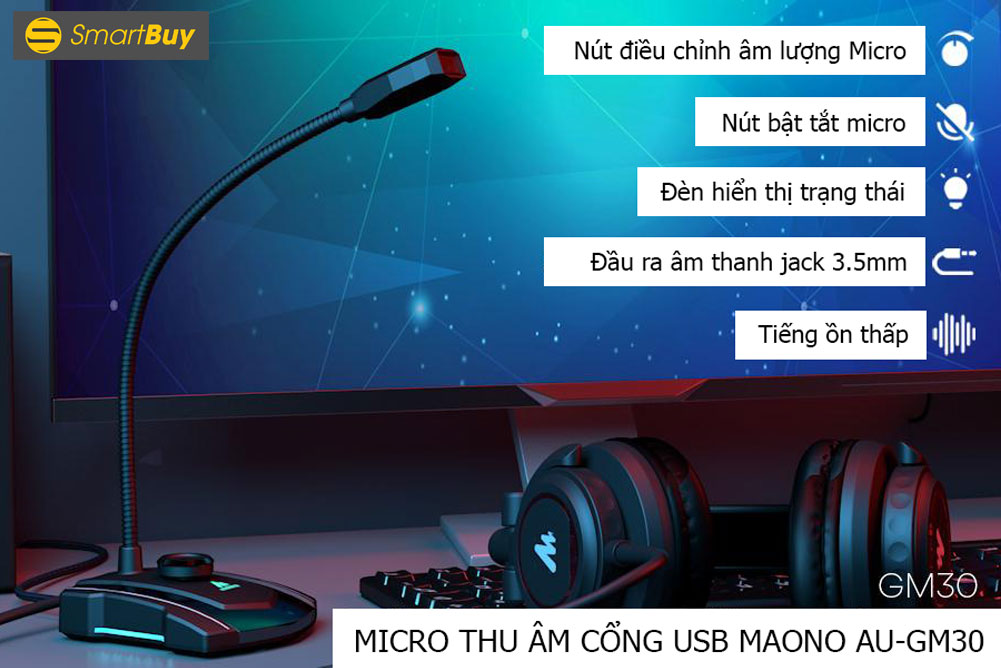 Micro cổ ngỗng cho máy tính Maono AU-GM30