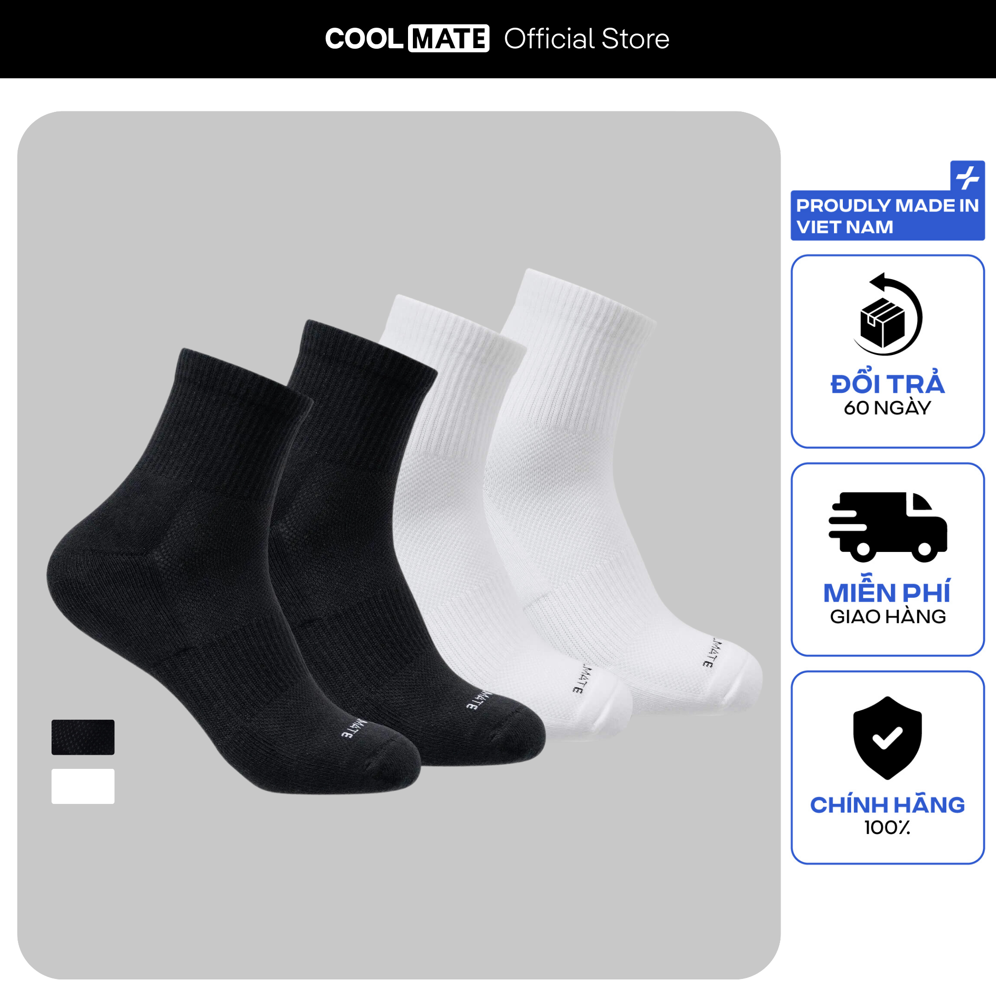 Combo 2 đôi tất Thể Thao Cổ Trung Cushion - Coolmate