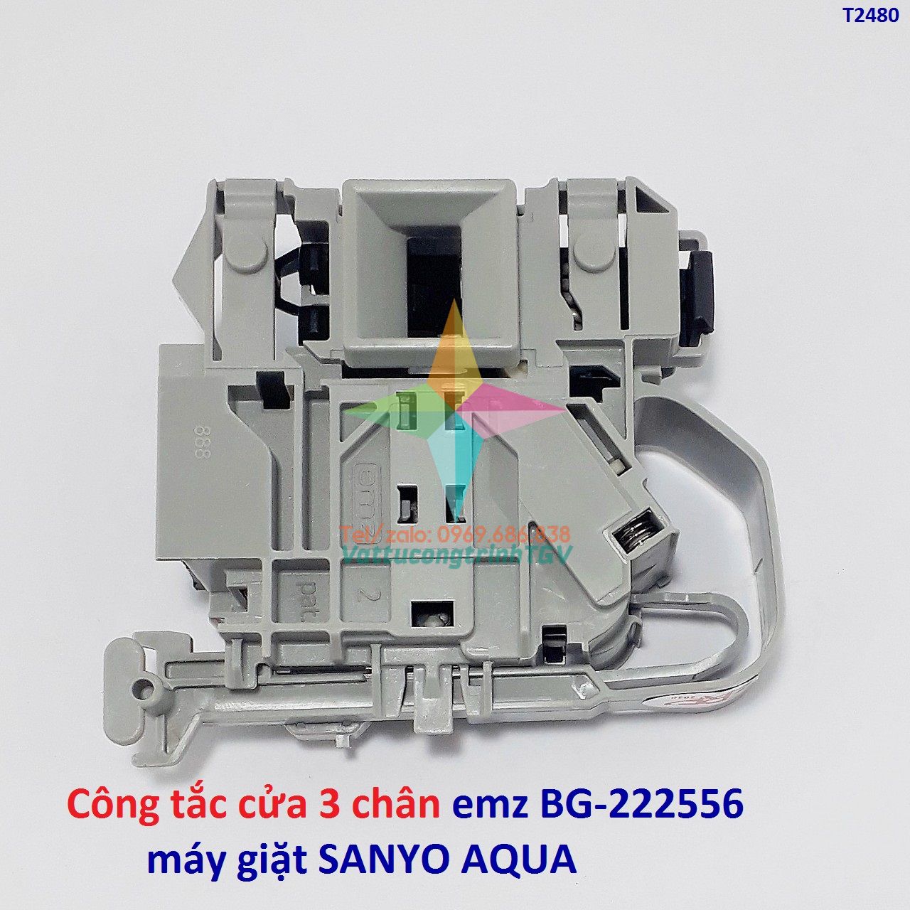 Công tắc cửa 3 chân emz BG-222556 màu xám cho máy giặt SANYO AQUA