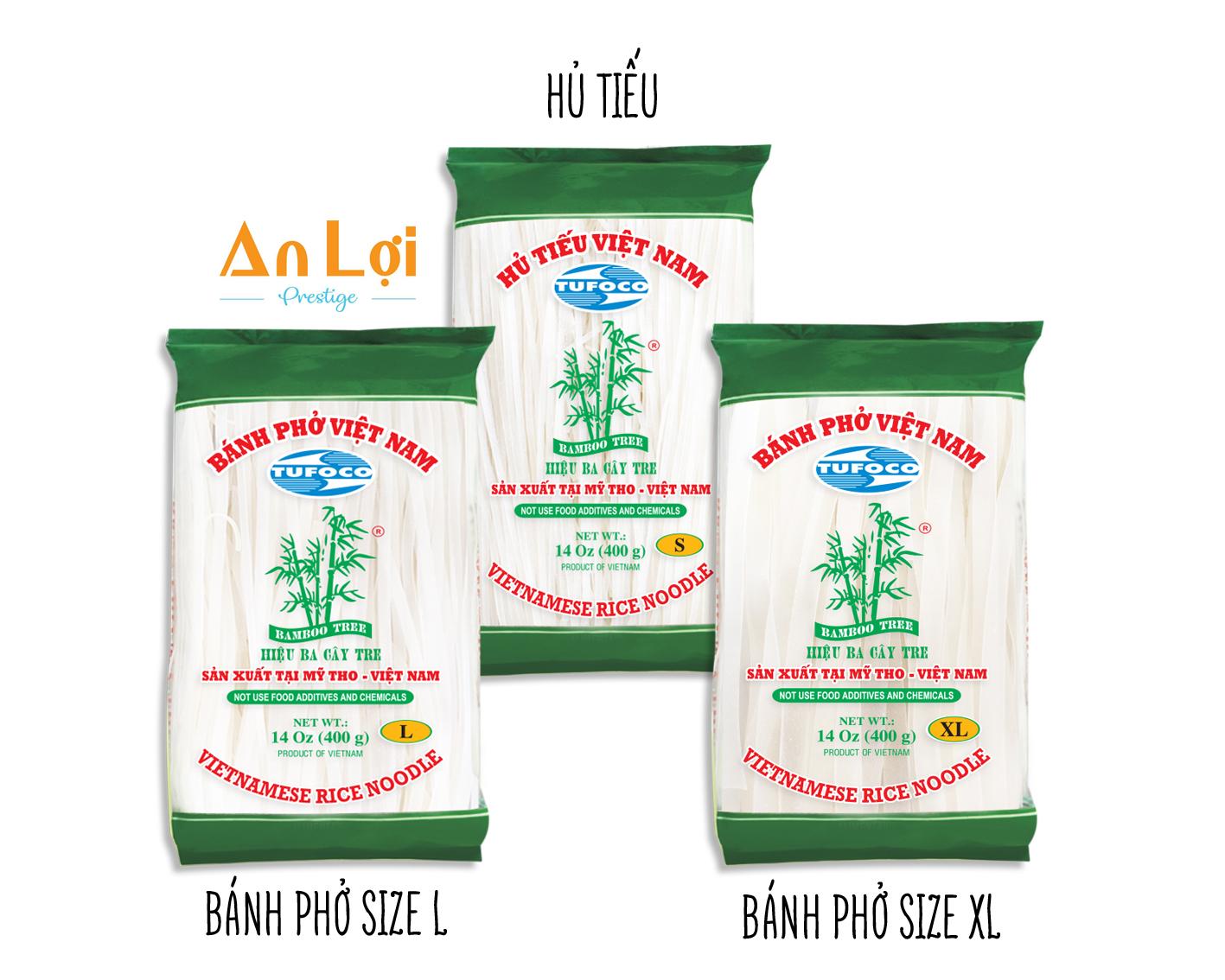 Bún tươi (sấy khô) 400g Ba Cây Tre, loại A (chất lượng xuất khẩu)