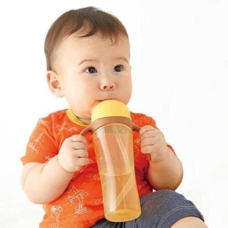 Bình nước pigeon 330ml có ống hút [nội địa Nhật]