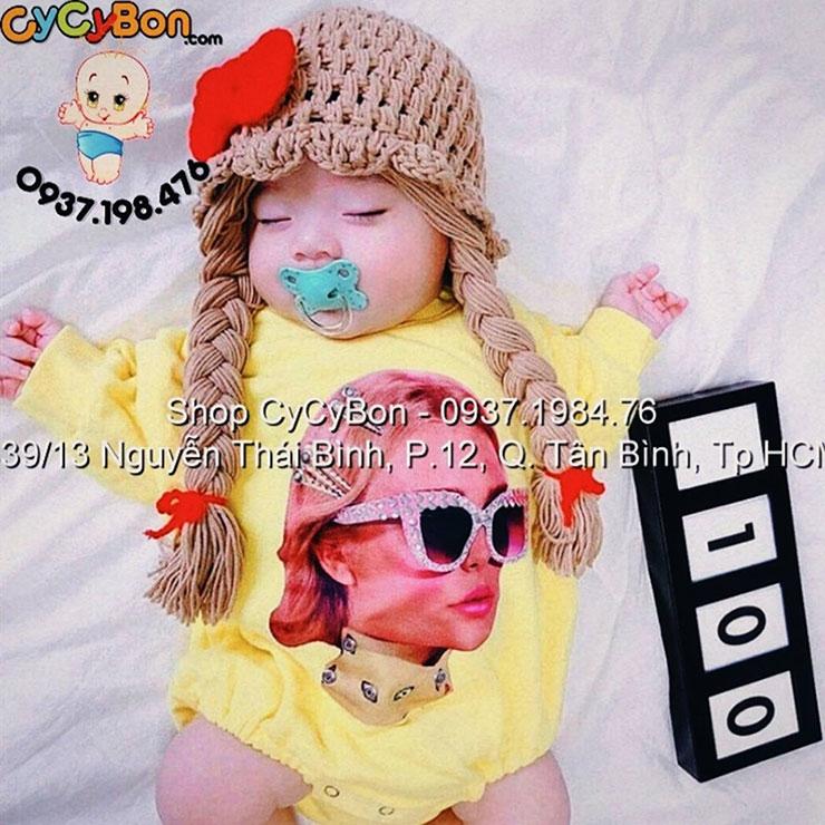 Nón Len Cho Bé Nơ Đỏ Thắt Bính 2 Bên Màu Cafe Sữa - Cực Xinh ạ :)