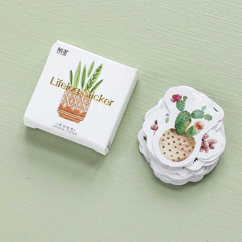Hộp 45 Sticker Dán Chậu Hoa Vuông