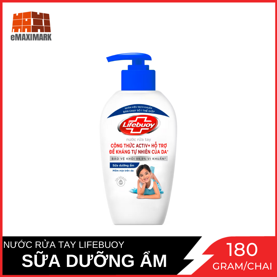 [HCM ship 2h] Nước Rửa Tay Lifebuoy Natural Chăm Sóc Da (Xanh) Chai 180G