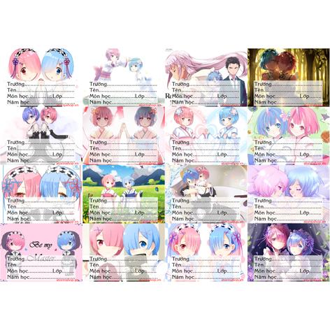 [HCM]Nhãn vở anime Re:zero combo 3 set 48 nhãn