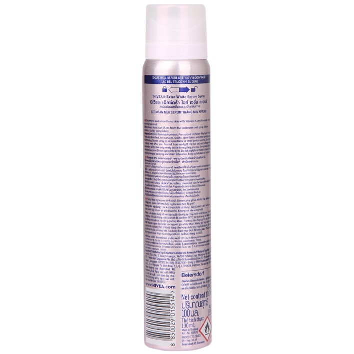Xịt Khử Mùi Nivea Extra White Serum 100ml