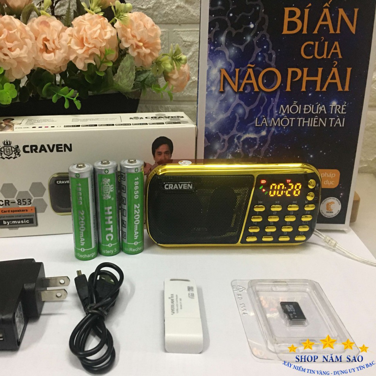 [HCM][Chính Hãng] Loa Craven Cr 853 3 Pin Nghe Thẻ Nhớ USB FM Loa Tắm Ngôn Ngữ