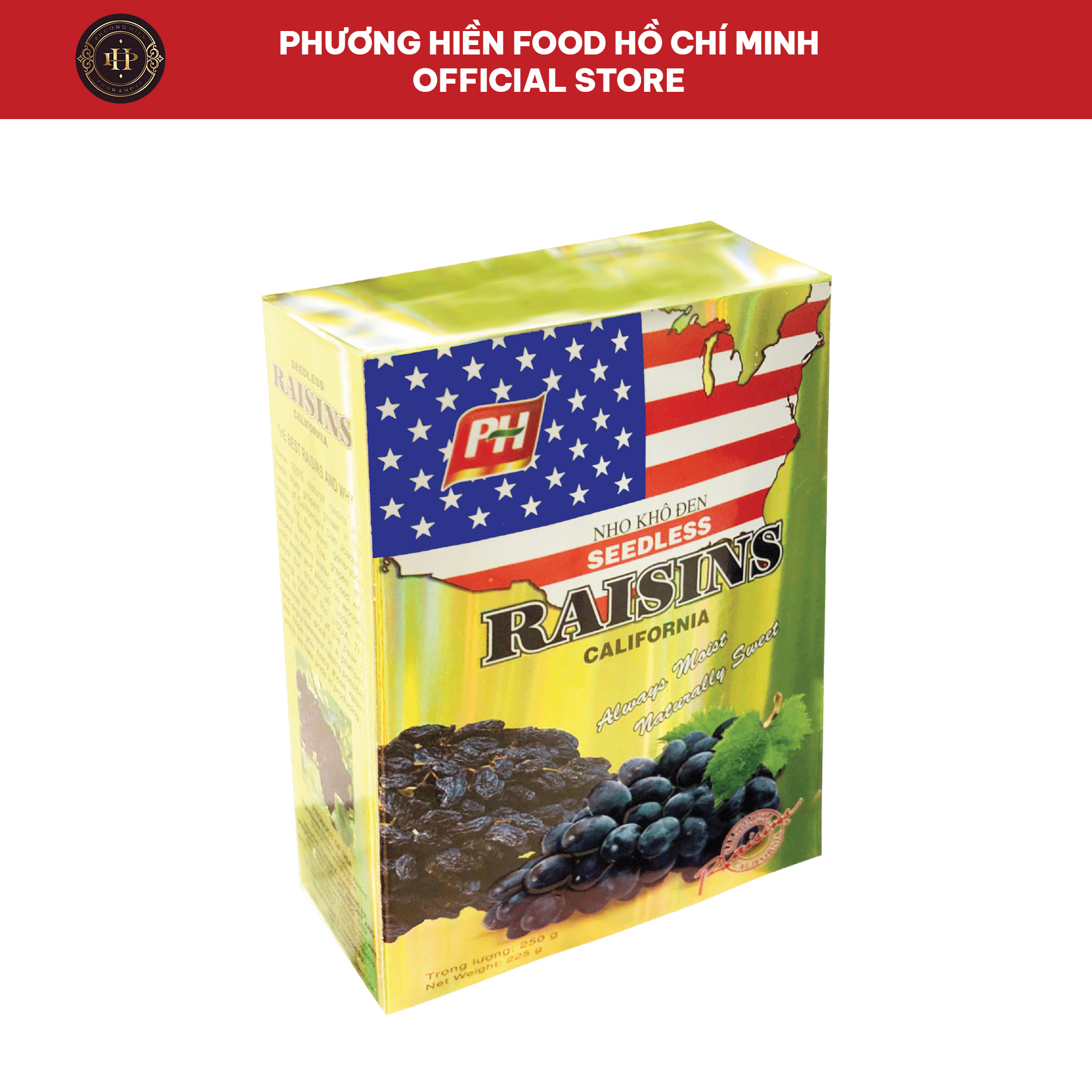 Nho khô đen mỹ hộp giấy 250g+