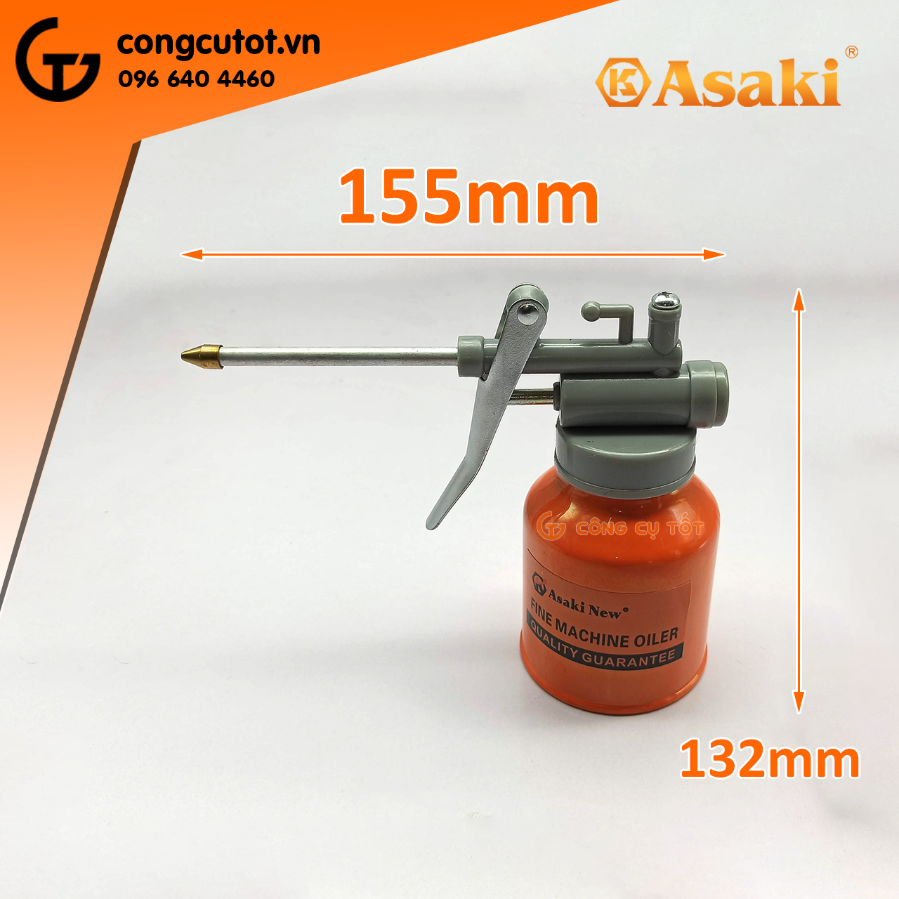 Bình châm nhớt sắt Asaki AK-1050 250ml vòi thẳng