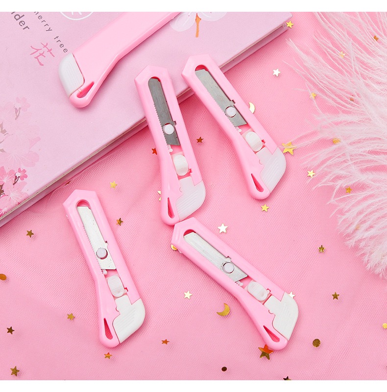 Dao rọc giấy mini màu hồng BẰNG THÉP
