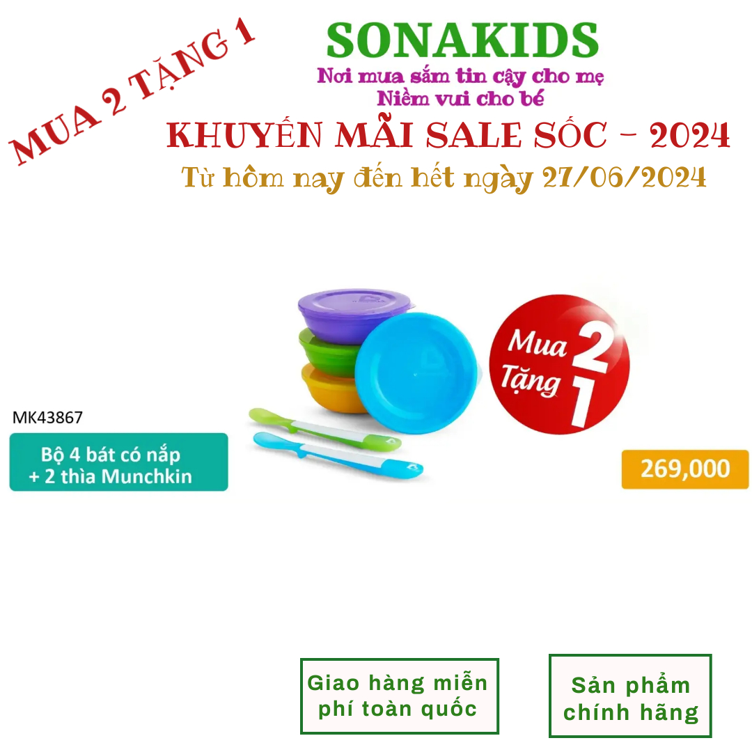 BỘ 4 BÁT CÓ NẮP + 2 THÌA MUNCHKIN MK43867