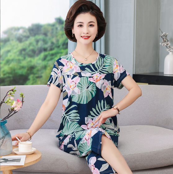 Đồ bộ cho mẹ B79 - Bộ đồ trung niên nữ đẹp - Mẫu quần áo kiểu dáng thời trang mùa hè cho người lớn tuổi trung tuổi cao cấp sang trọng - Shop bộ ngủ mặc nhà cho bà U40 U50 U60 U70 giá rẻ Bigsize cho người mập, cỡ lớn