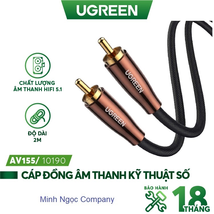 Cáp đồng trục âm thanh kỹ thuật số coaxial hifi 5.1 spdif rca sang rca ugreen 10190 av155 - bảo hành 18 tháng