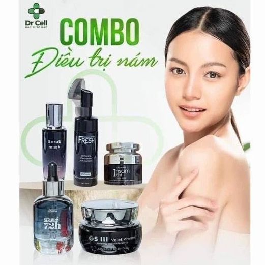 COMBO Sạch Nám Tại Nhà Dr Cell ( Kem Ngày, Kem Đêm, Tẩy Da Chết, Sữa Rửa Mặt, Serum)