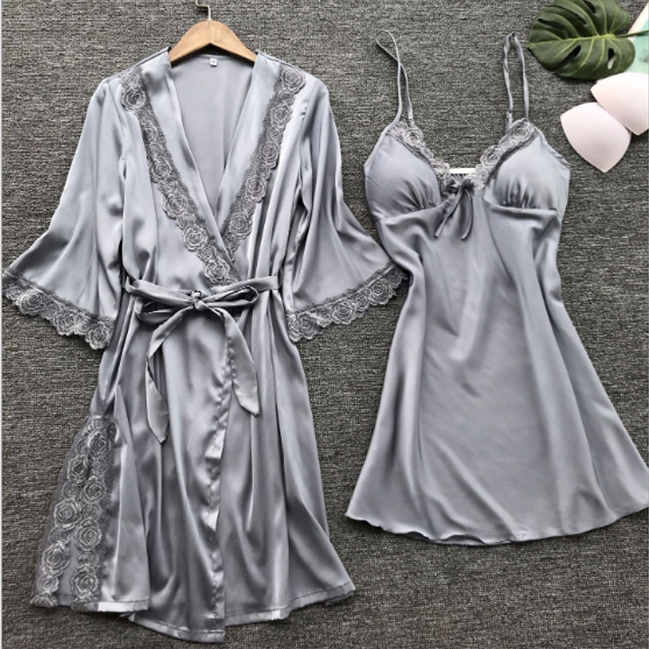 Váy ngủ kèm áo choàng lụa satin cao cấp